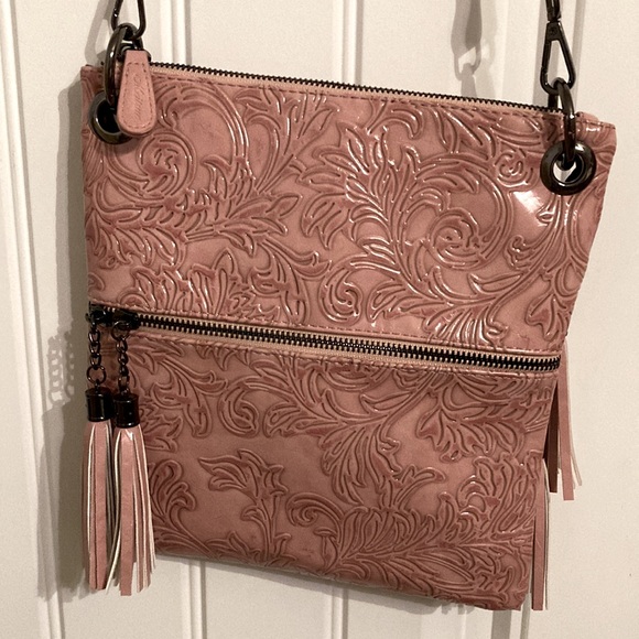 Embossed Pink Faux leather Shoulder Bag - Picture 2 of 13